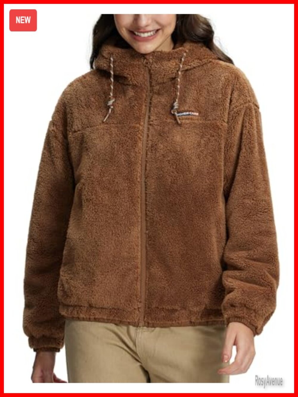 Fuzzy Fleece Jacket Women Warm Winter Coat Hooded Sherpa Zip Up